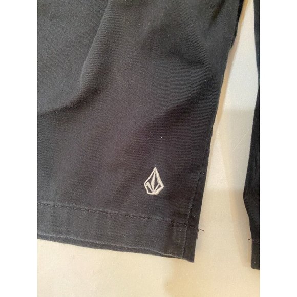 Volcom Men's Black Flat Front Stretch Cotton Chino Comfort Logo Shorts Size 32 - Picture 6 of 11